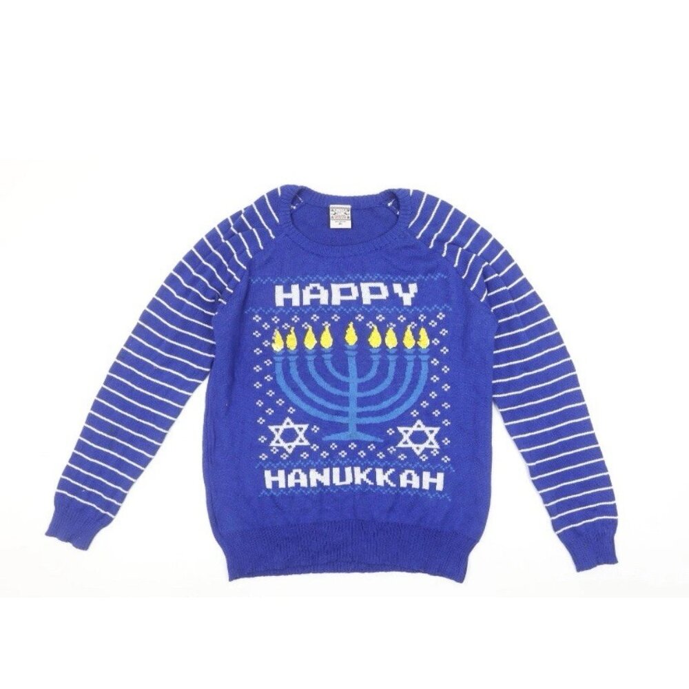 NWT Men’s Small Happy Hanukkah Holiday Sweater With Sequins By Well Worn
